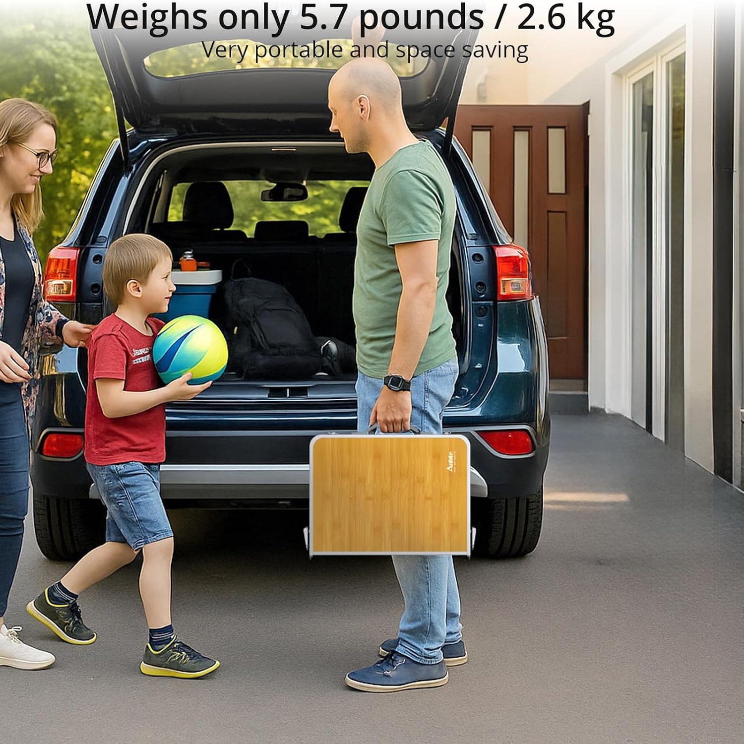 Adjustable Height 2ft Folding Camping Table with Storage Net: image 8