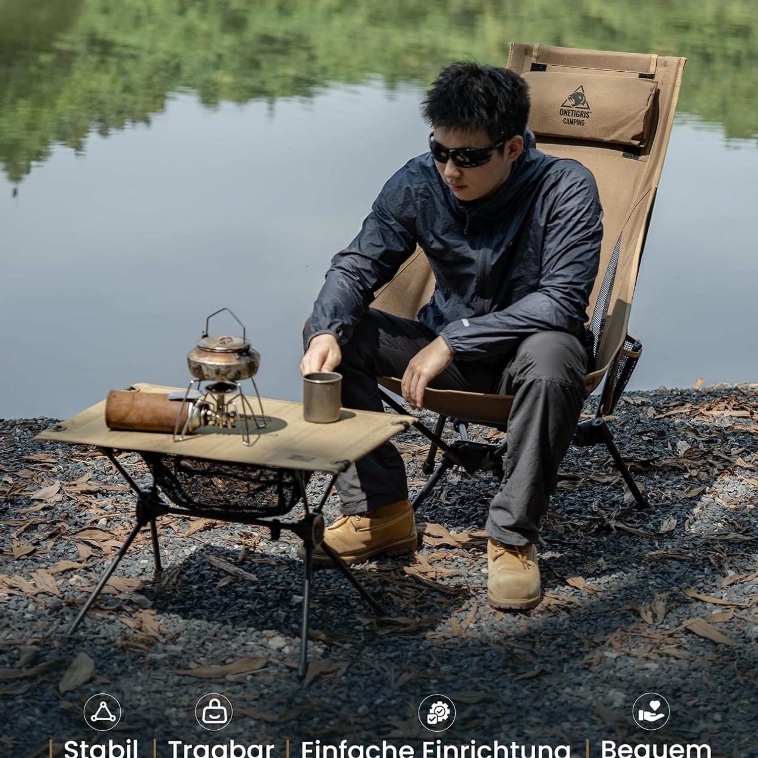 High Back Camping Chair with Removable Headrest