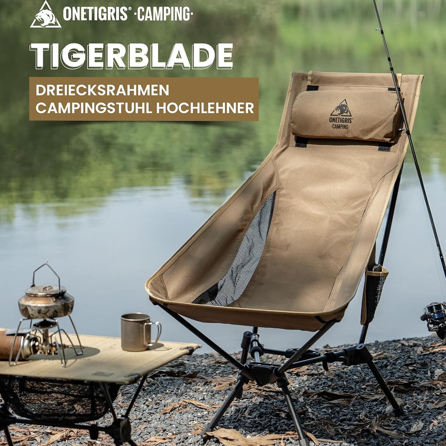 High Back Camping Chair with Removable Headrest