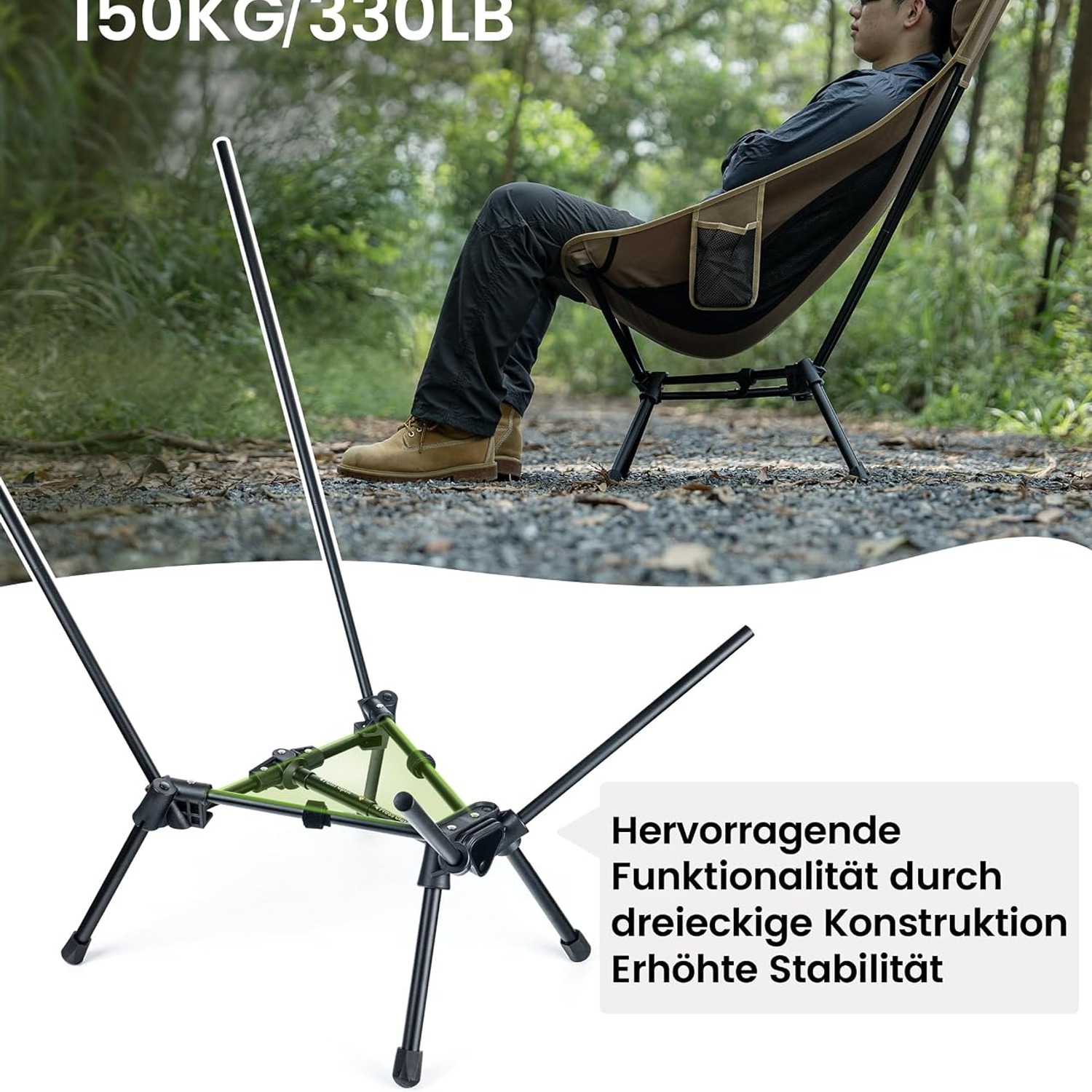 High Back Camping Chair with Removable Headrest