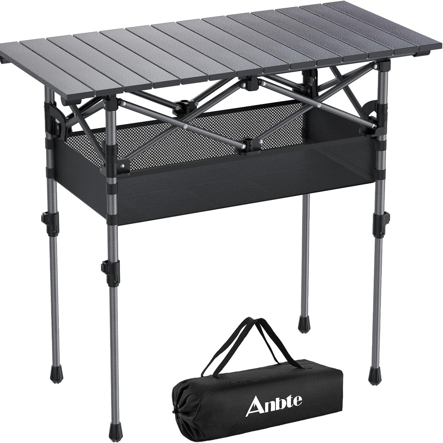 Roll Top Camping Table 3ft with Storage Net and Carry Bag