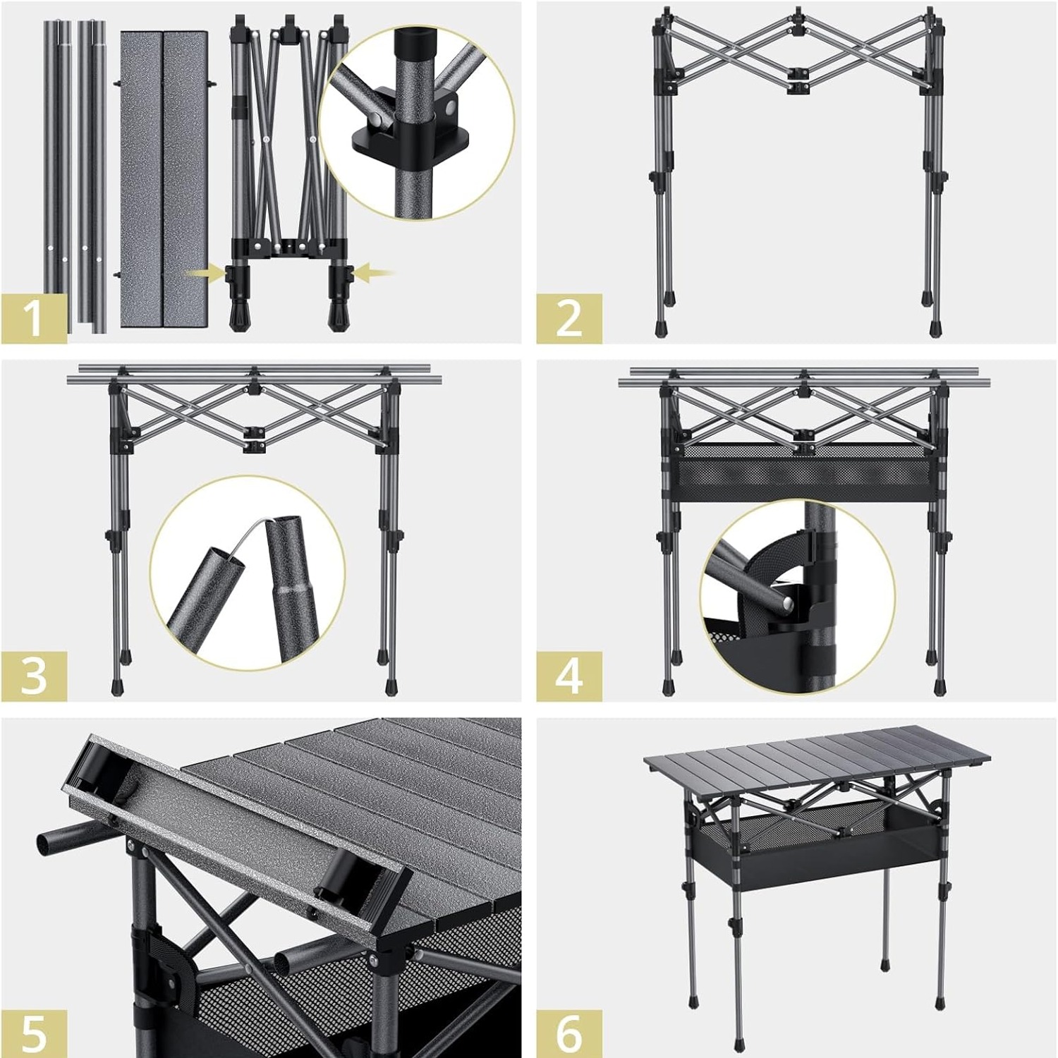 Roll Top Camping Table 3ft with Storage Net and Carry Bag: image 9