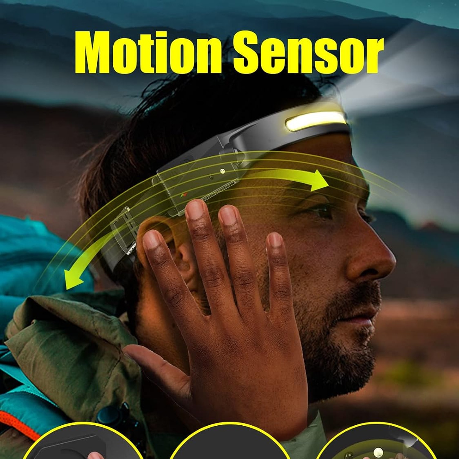 Rechargeable LED Headlamp 2 Pack with Motion Sensor
