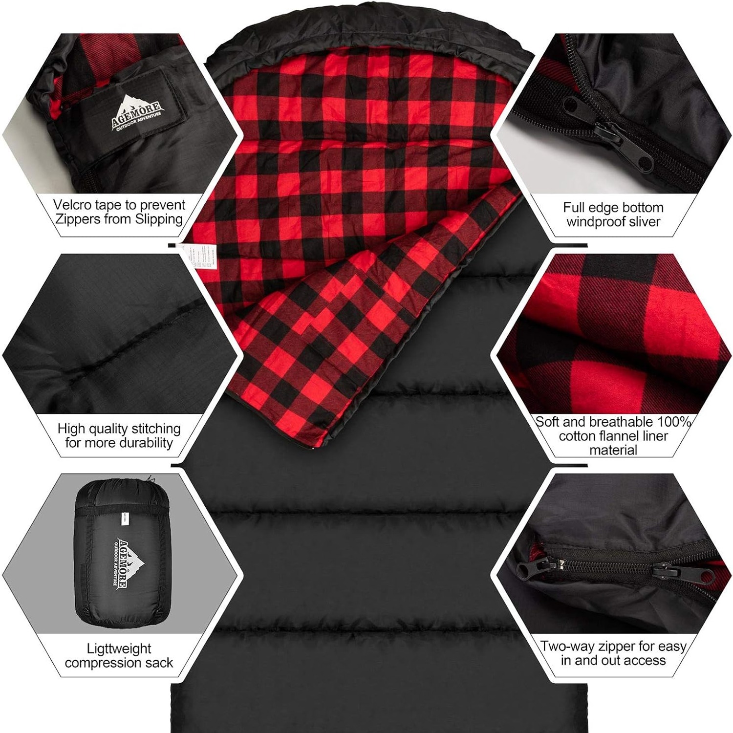 Cotton Flannel Sleeping Bag for Adults: image 4
