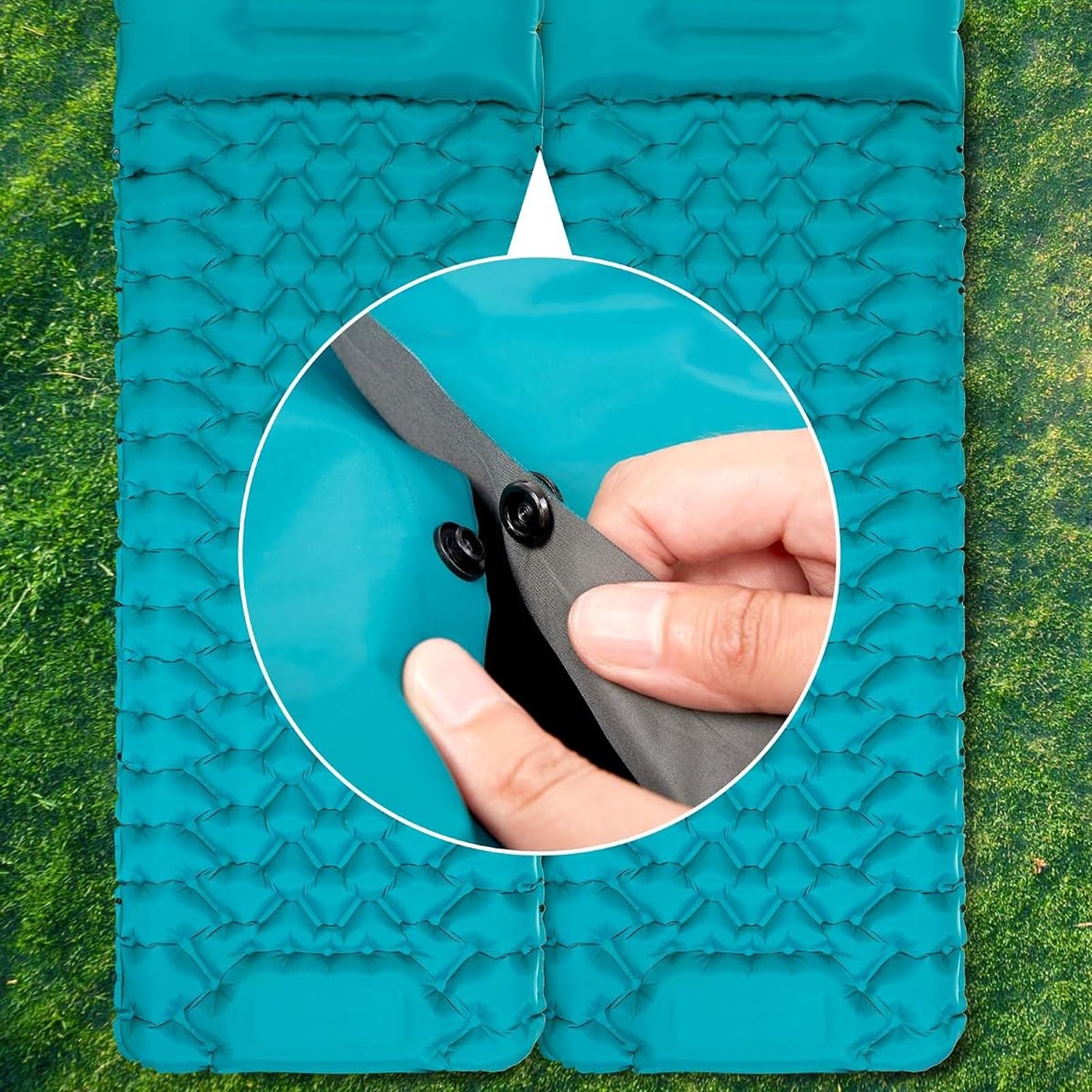 Extra Thick Inflatable Camping Sleeping Pad with Built-In Foot Pump and Pillow: image 4