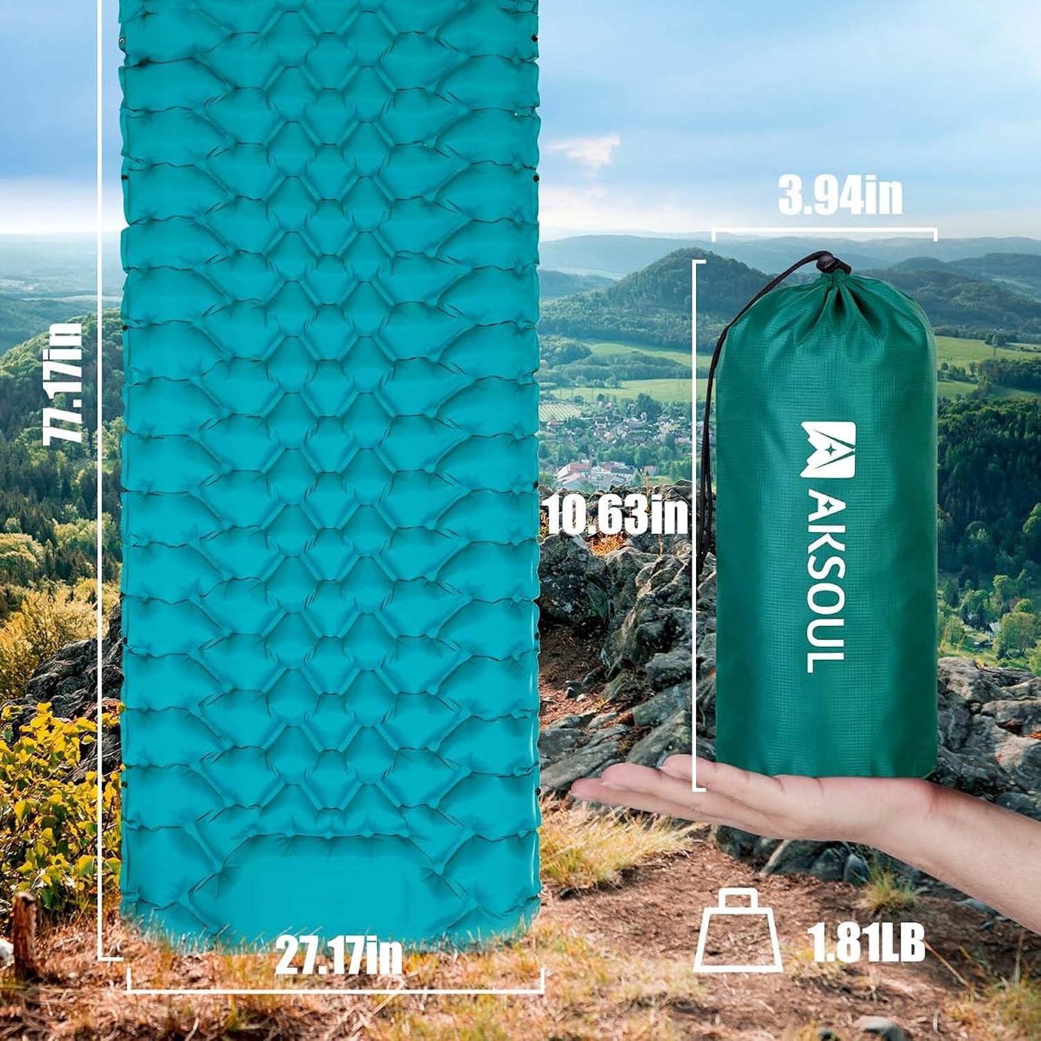 Extra Thick Inflatable Camping Sleeping Pad with Built-In Foot Pump and Pillow: image 6