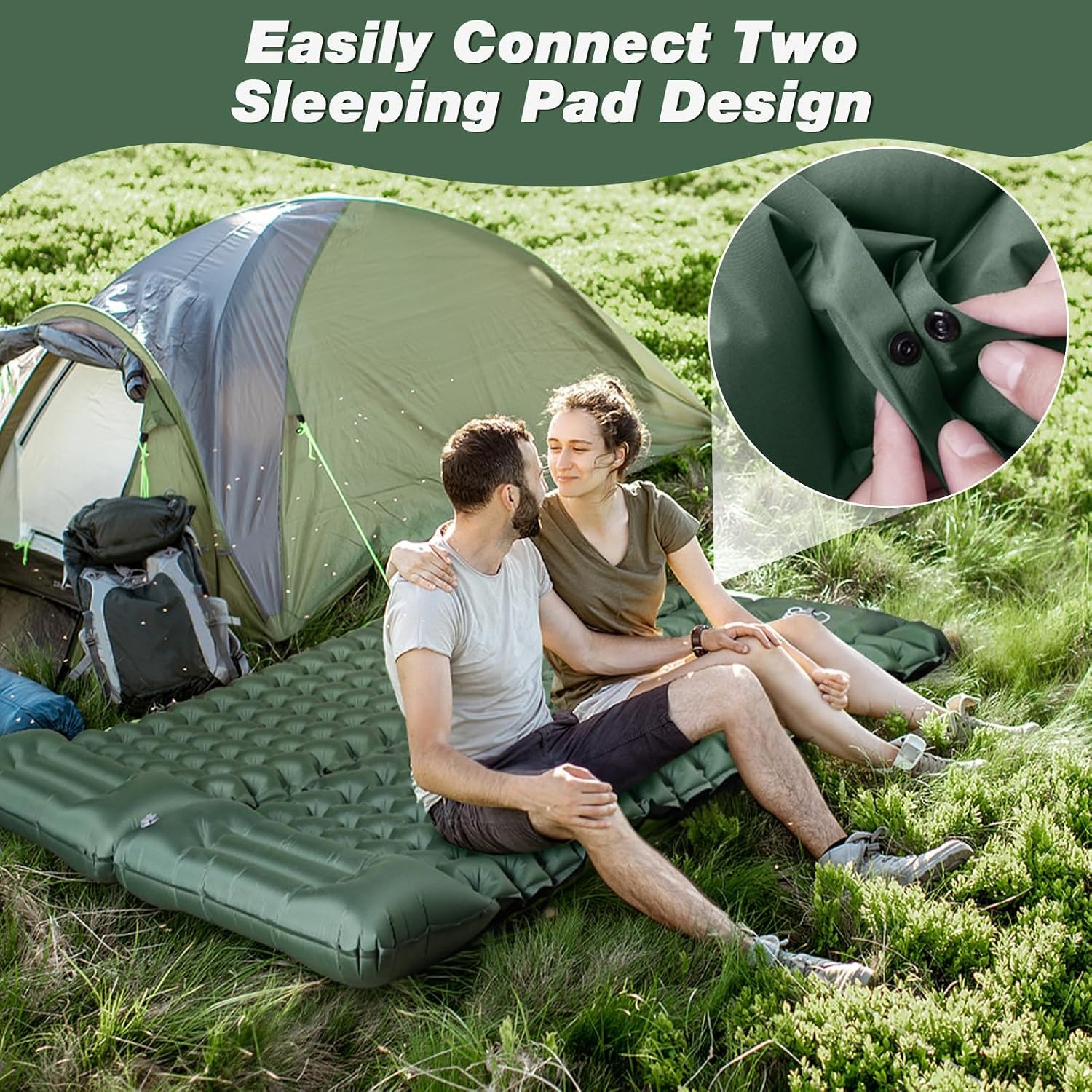 Self Inflating Sleeping Mat with Built-In Foot Pump and Pillow