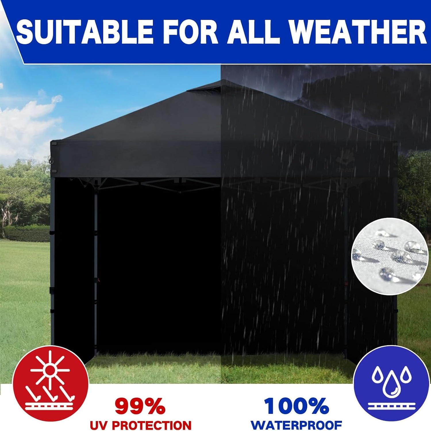 Gazebo Side Walls 3 Pack Waterproof Polyester Panels
