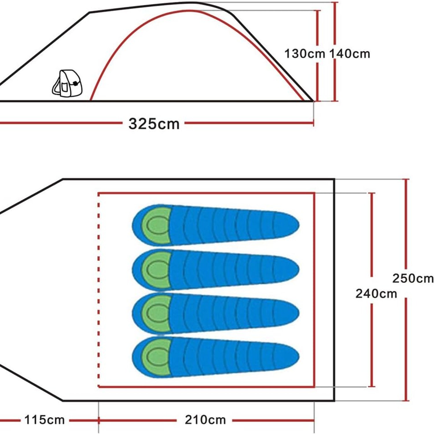 SAFACUS 4 Person Double Layer Dome Tent: image 3