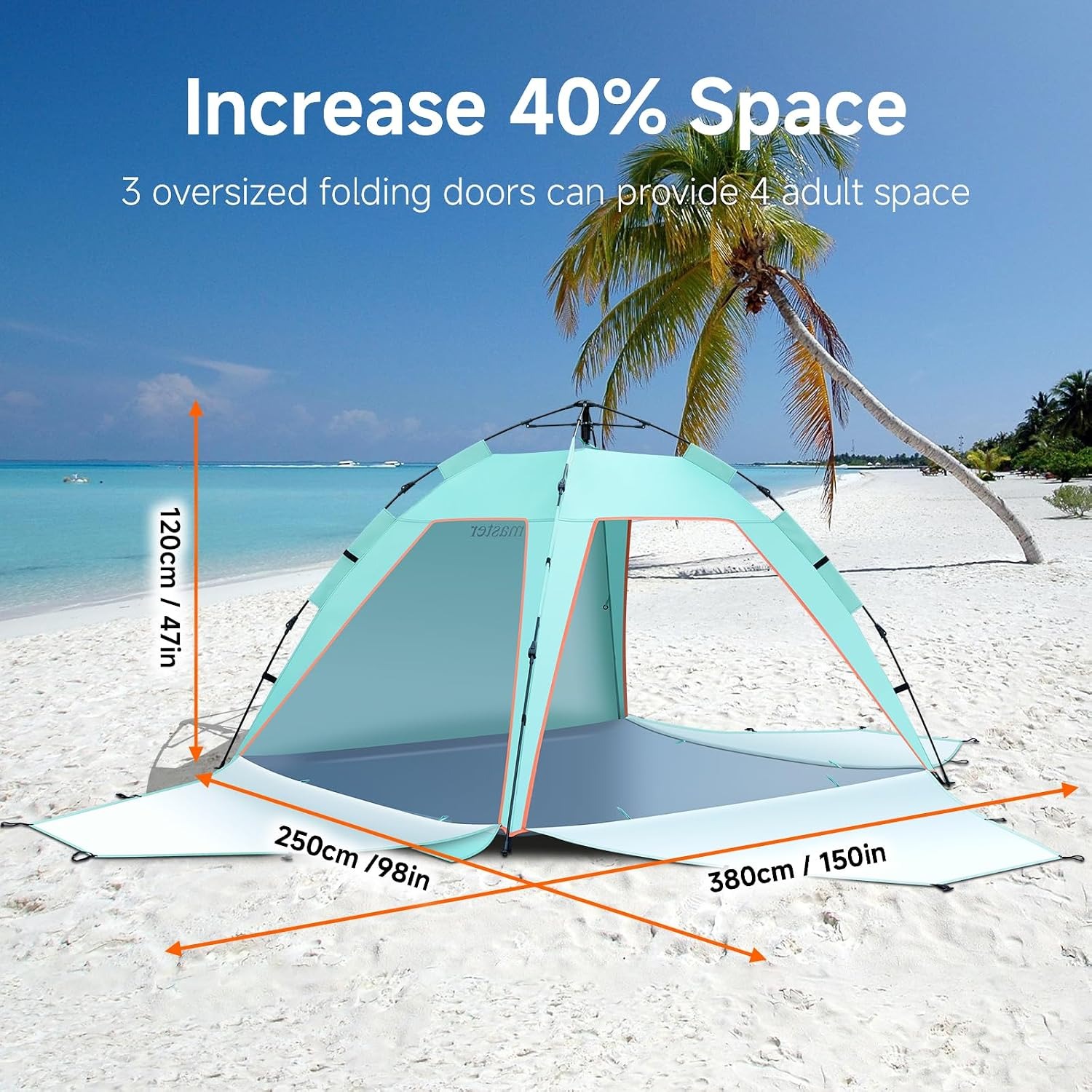 Automatic Pop Up Beach Tent Sun Shelter: image 2